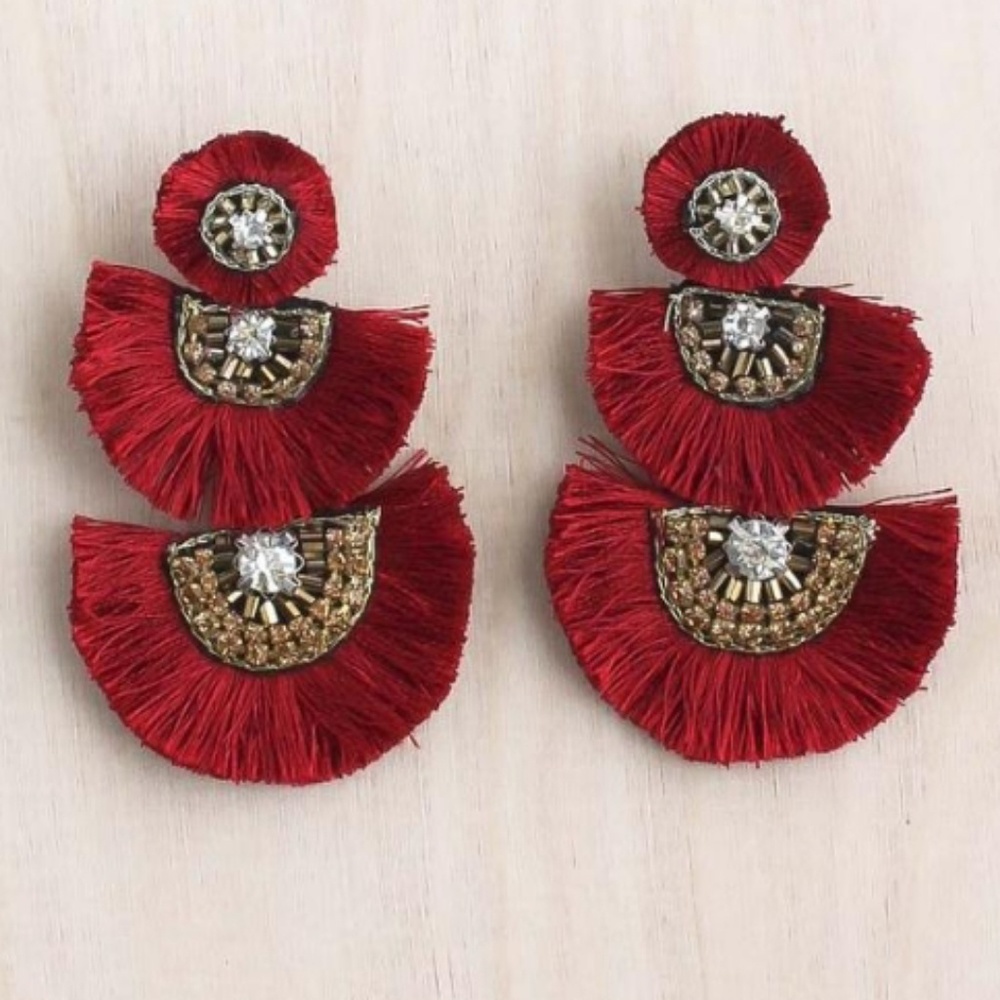 Tassel Statement Earrings - Picture 2 of 3